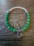Boho Jade Stretch Bracelet with Crystal Charm