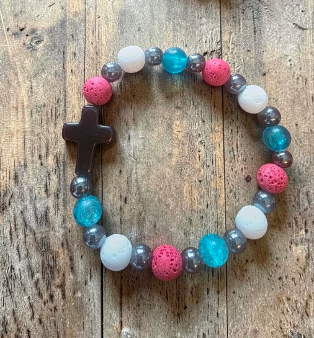 Handmade Styleandstone Patriotic Cross Stretch Bracelet