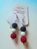 Styleandstone Red White Blue Lava Rock Patriotic Dangle Earrings