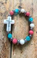 Handmade Styleandstone Patriotic Jesus Cross Stretch Bracelet