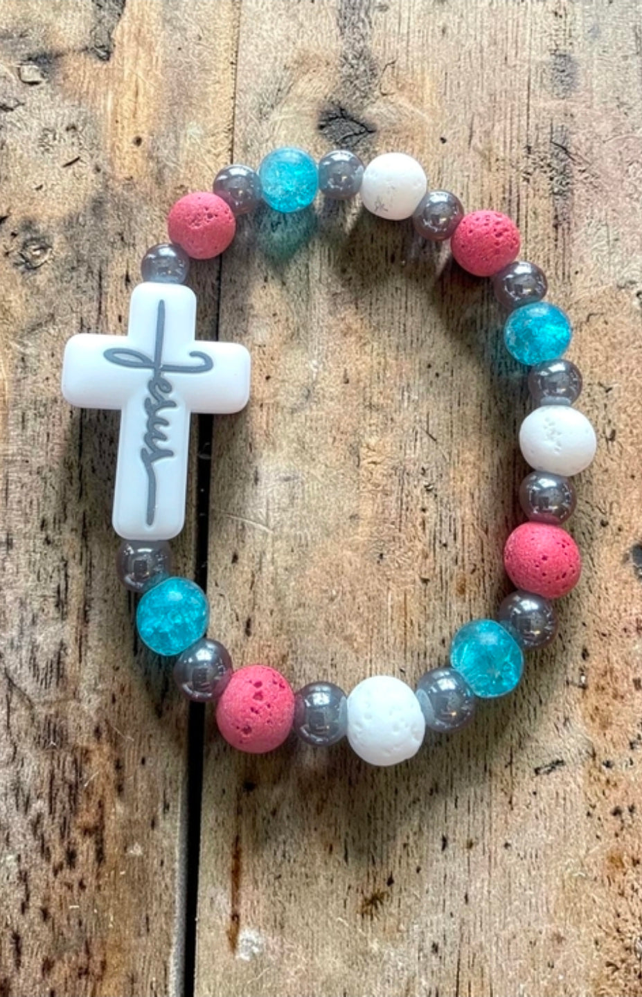 Handmade Styleandstone Patriotic Jesus Cross Stretch Bracelet